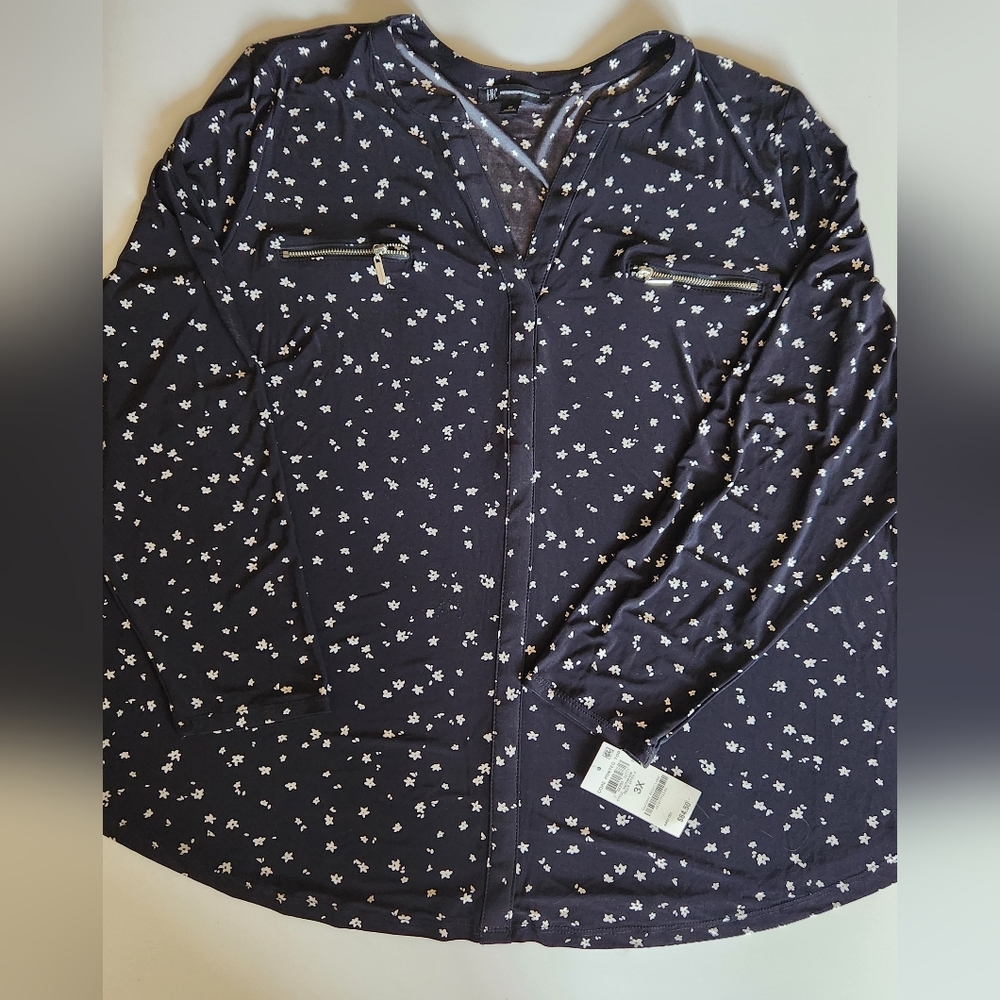 SOLD! INC Women's 3X Riley Ditsy Floral Pullover Long Sleeve - Picture 3 of 14